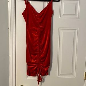 Double Drawstring Knot Velvet Bodycon Dress